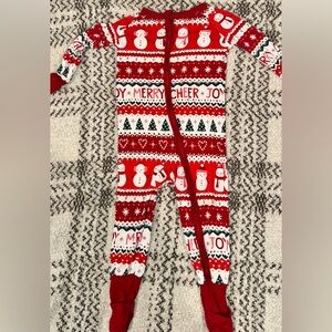 Little Sleepies Red Snowman and Tree Kids Footie